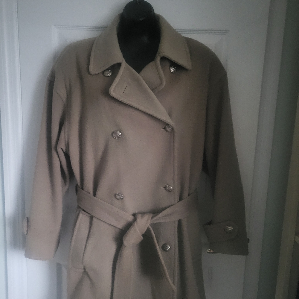 Bromley Collection Vinage Tan Jacket, Wool Blend, Lined  Car Coat